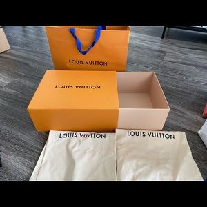Louis Vuitton Shoe Box and dust covers.